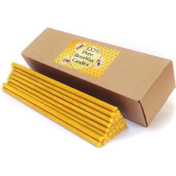 Natural Pure Beeswax Candles Organic Honey Eco Yellow 8 Inches 20 cm 30pcs - Picture 1 of 6